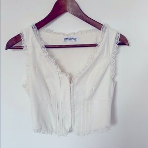 Princess Polly White Lace Trim Tank Top